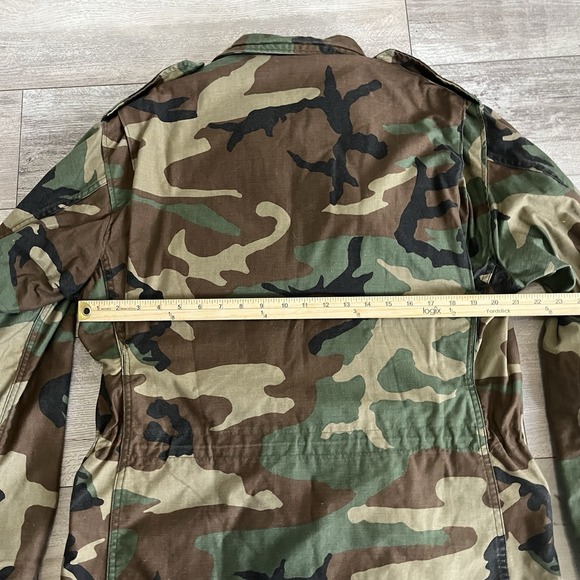 VTG 90s US Military Cold Weather Field Coat Medium Long Woodland USAF M-65 - Picture 8 of 11